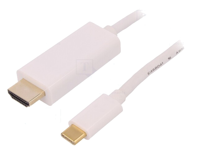 Adapter; USB 3.1; HDMI-stekker,USB-C-stekker; 1m; wit Adapter; USB 3.1; HDMI-stekker,USB-C-stekker; 1m; wit